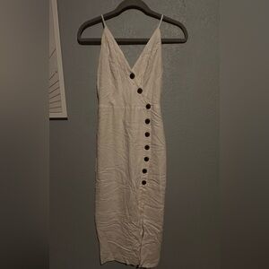 Urban Outfitters Button-Front Maxi Slip Dress with Spaghetti Straps